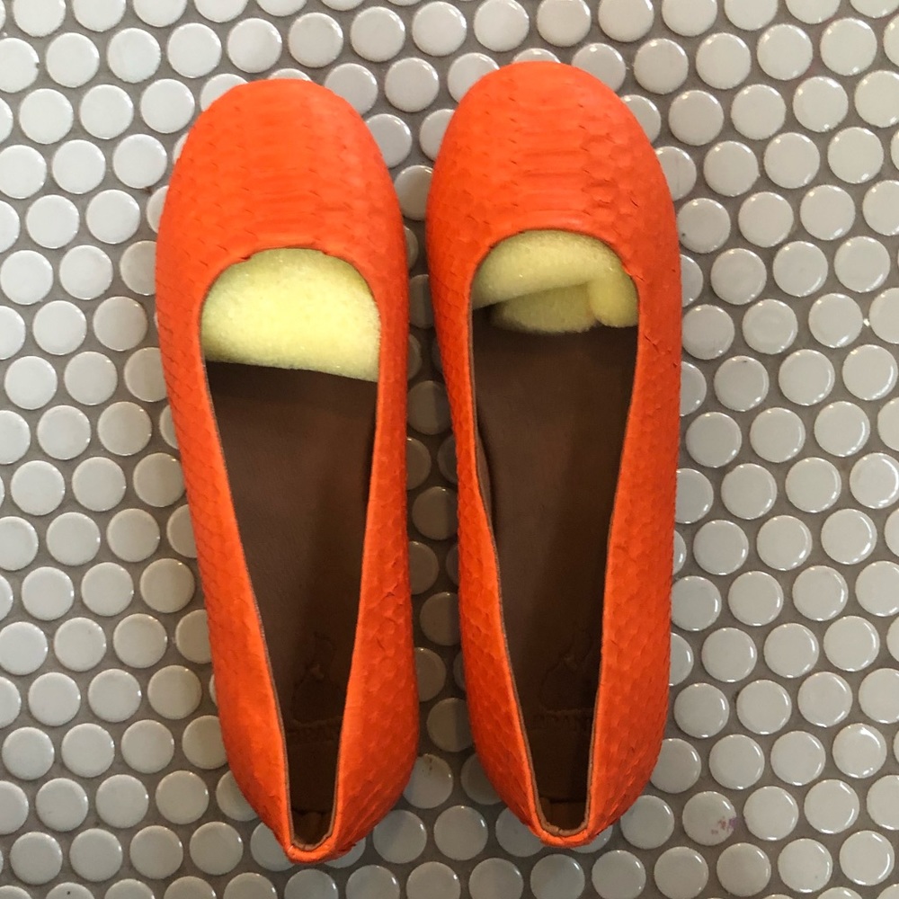 NWT Genuine python ballet flats- orange
